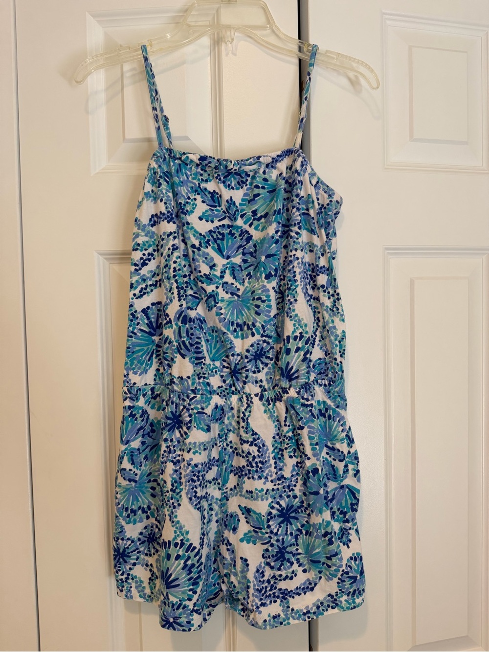 Lilly Pulitzer Blue & White Shell Print Girls One-Piece Romper